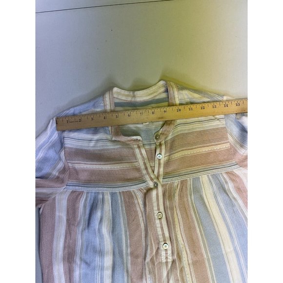 AG Adriano Goldschmeid Claire Shirt Striped Blouse Blue White Red Rayon - Picture 7 of 13
